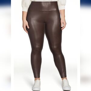 Time and Tru Faux Leather Leggings Brown XXL 20 Shiny‎ Moto Look NWT
